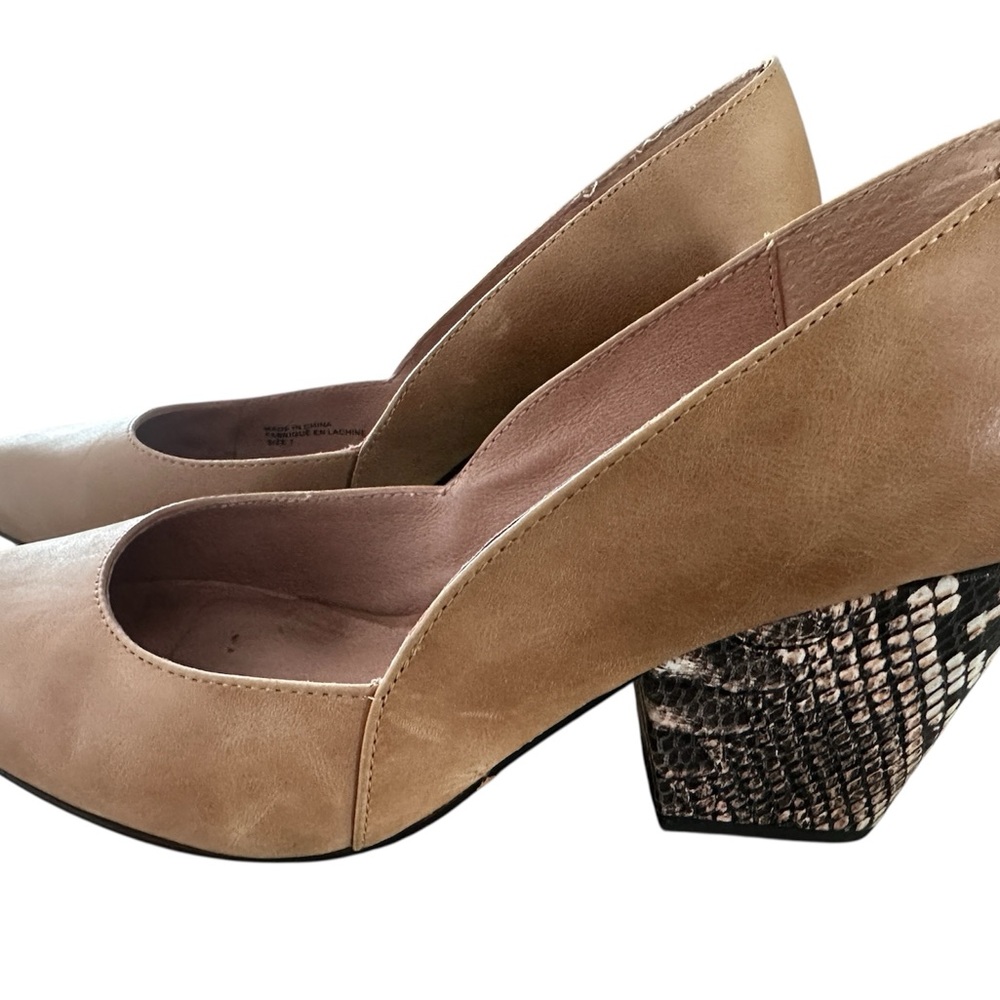Anthropologie Tan Block Snake Heel Women's Shoes